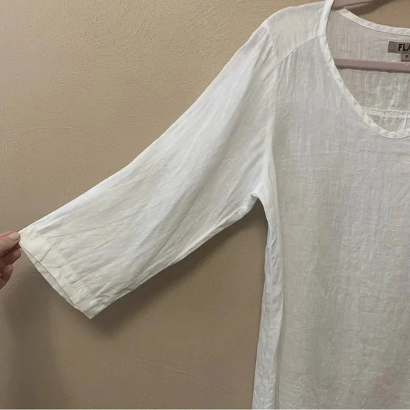 Flax V Pullover Linen Shirt in White Size XS - Picture 4 of 9